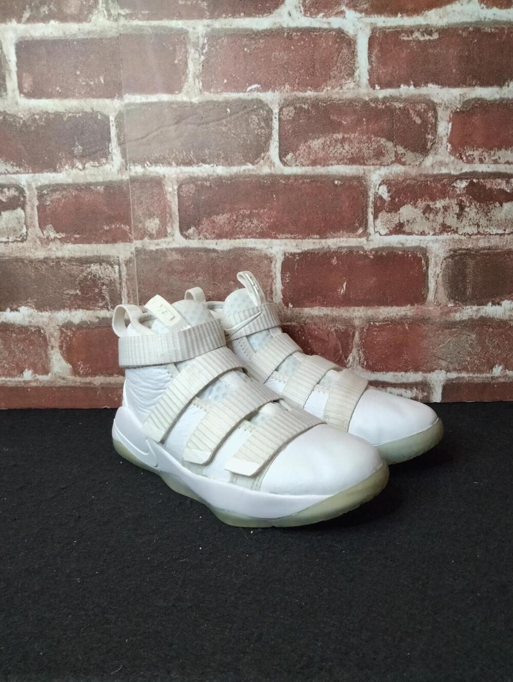 Nike LeBron Soldier 11 Shoes Boys Size 13 Triple White Basketball 918368-103